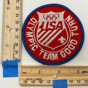 USA Olympic Team Good Turn 3 in Round BSA Patch Merrowed Edge